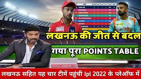 Ipl points table 2022 today | LSG vs PBKS Match after points table | lsg vs pbks highlight match