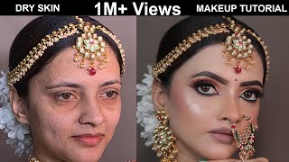 Dry skin makeup For Beginners, Quick Simple and Easy Bridal tutorial | New Makeup 2021| long lasting
