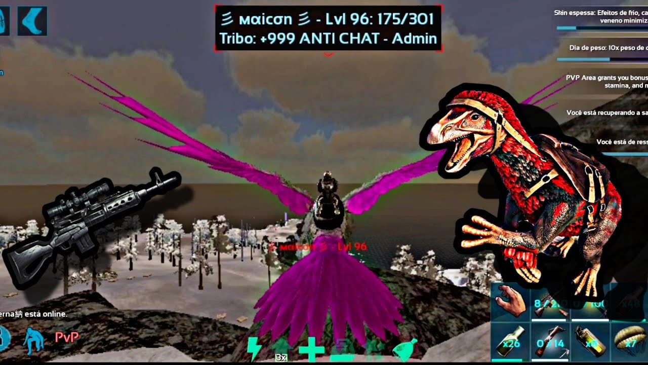 ARK MOBILE - PalaDinos vs +999 ANTICHAT - PVP insane bear trap OP, RG and therizinosaurus *DEATHGOD*