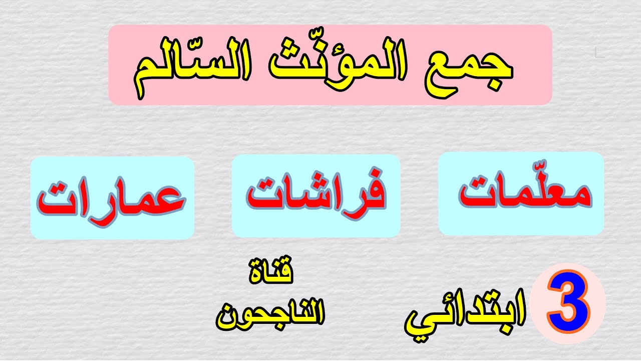 جمع المؤنث السالم للسنة الثالثة ابتدائي
