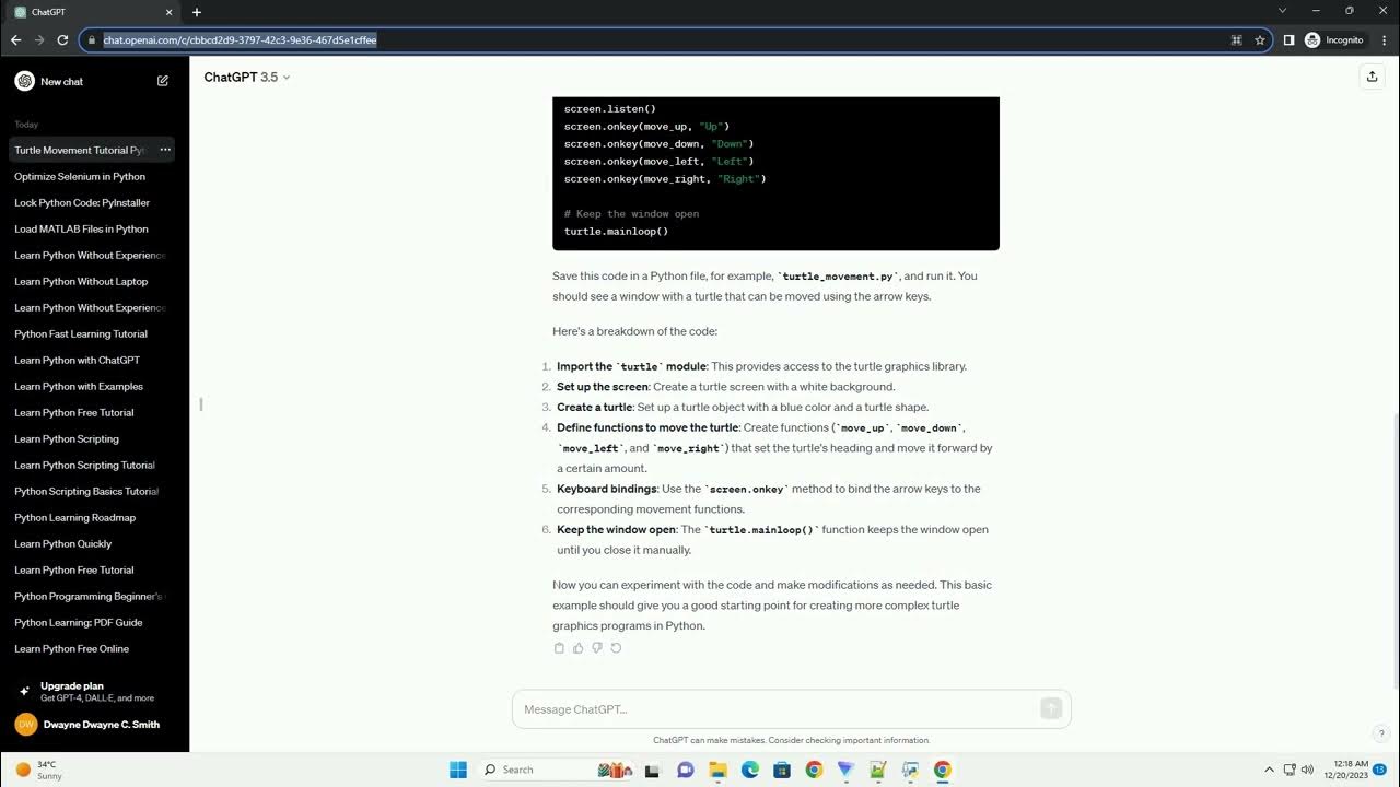 how to make turtle move in python with arrow keys - YouTube
