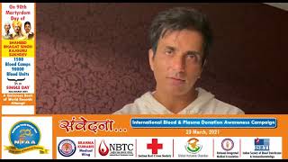 Sonu Sood appealing for Samvedna: International Blood DonationCampaign | NIFAA