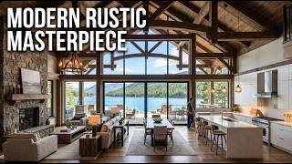 The Ultimate Modern Rustic Home 🏠 Tour Timber, Stone &amp; Stunning Lake Views || Watch till the End.