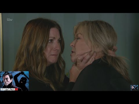 Emmerdale - Harriet Grabs Kim By The Throat