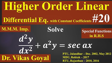 Linear Differential Equation with Constant Coefficients in Hindi #20 (CF & PI) Engineering Maths