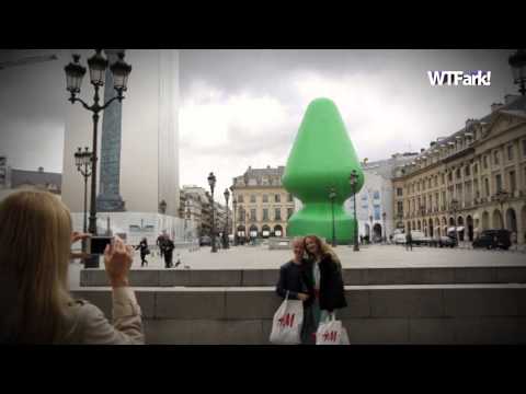 THE LOVE PLUG: Artist Erects Giant Butt Plug Statue In Paris. Did I Say Butt Plug? It's A Tree. It's