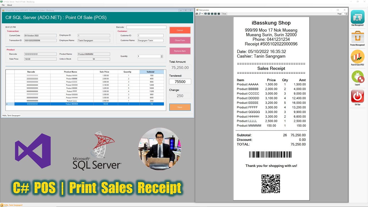 Menu Bar Free Sql C# SQL Server (ADO.NET) Point Of Sale 35. Adding icons to the Menu bar ...