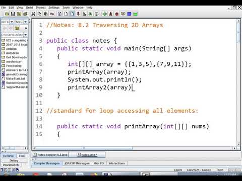 058 Notes 8.2 Traversing 2D Arrays