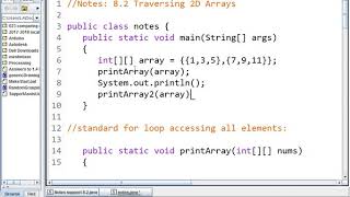 058 Notes 8.2 Traversing 2D Arrays