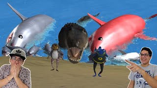 O ENCONTRO ÉPICO DE DOIS TUBARÕES GIGANTES E UM JACARÉ GIGANTE NA CIDADE DO SAPO DE BORRACHA!! screenshot 5