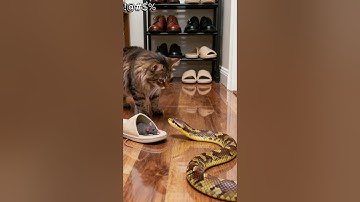 Cat vs Snake: The Tense Standoff You Didn’t Expect #cat #snake #animal #funny #shorts
