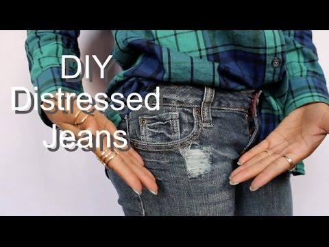 DIY Distressed Jeans - YouTube