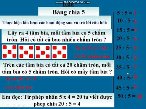 Toán lớp 2 bài Bảng chia 5 (Tuần 25)