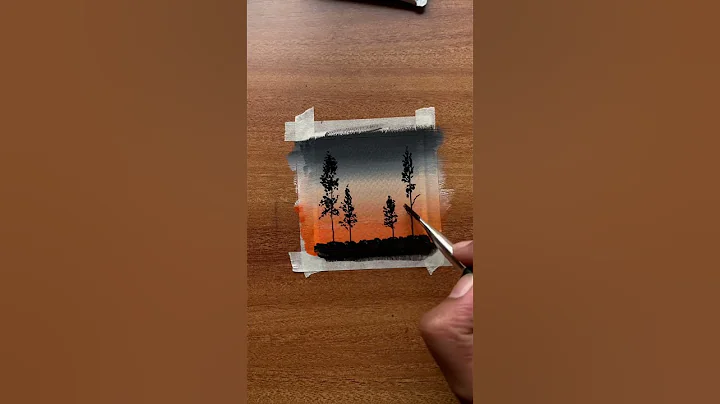 Easy Gouache landscape #shorts #landscapepainting #gouacheart #easypainting #sunsetpainting