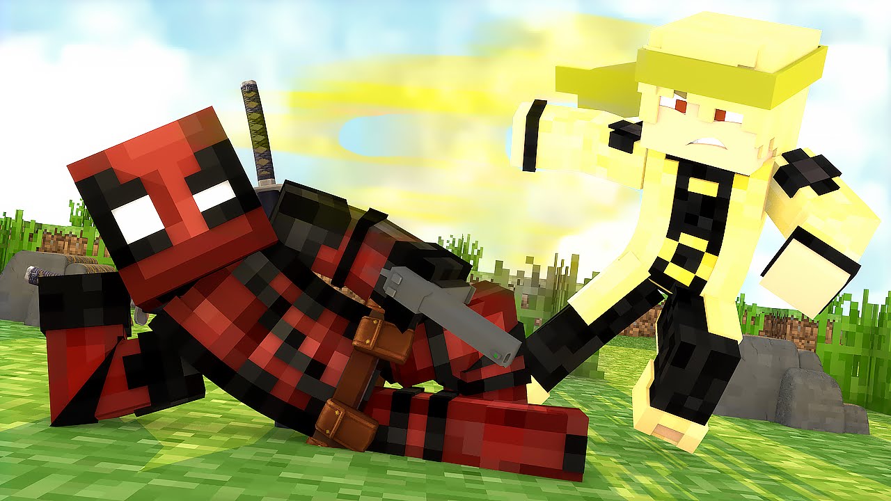 Minecraft: SUPER HEROES PVP #2 - NARUTO VS DEADPOOL ‹ Ine 