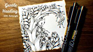 【Zentangle Inspired Art】Soft Green Lines in Gentle Light