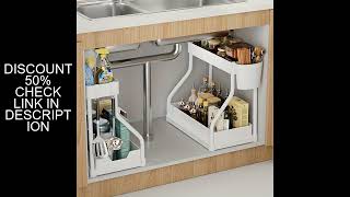 Space Saving 2 Tier Pull Out Storage Box Durable Large Capacity Kitchen Bathroom Essential Drawer Or