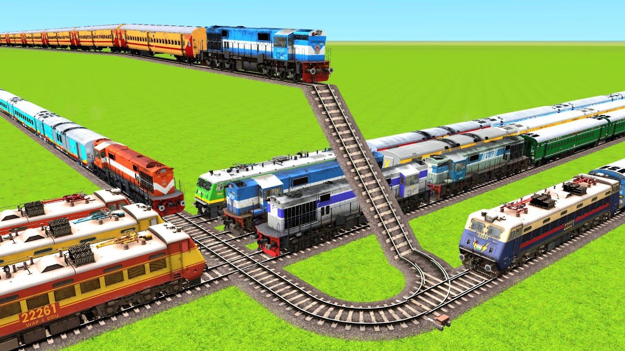 NINE TRAINS FACE TO FACE CRASHING END PASSING IT DIAMOND RAIL ROAD AND U STAIR TRACK|Train Simulator