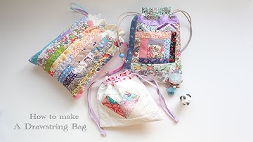 Drawstring Bag/Scraps Strips from Crumbs/자투리 원단 으로 스트링 파우치 만들기.