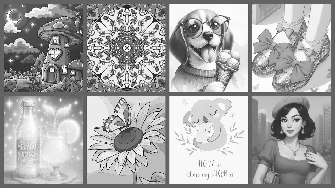 Hey Color by Number Coloring App Pictures Collage Art Loop Mushroom House Mandala 