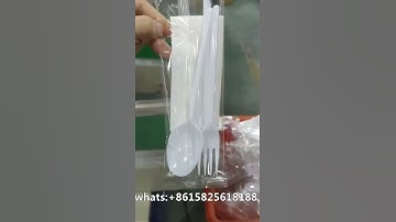 disposable flatware plastic spoon fork knife salt pepper napkin auto counting wrapping machine