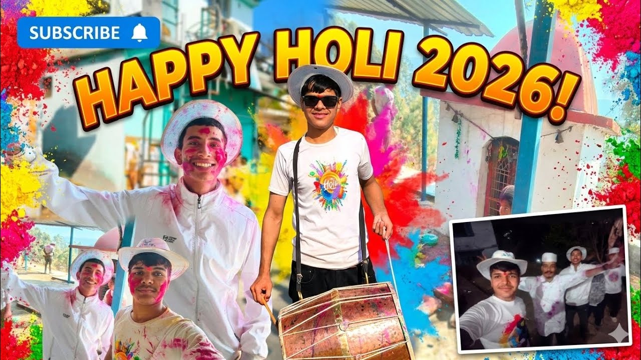 Aaj gye hm apne gaon ke mandiro me Holi gaane 🎉(happy Holi🥰)