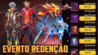 NOVO EVENTO REDENÇÃO, TODOS OS ITENS, SKINS QUE MUDAM DE COR E MAIS! FREE FIRE