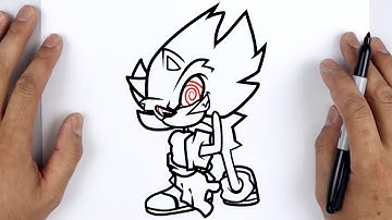 HOW TO DRAW FLEETWAY SUPER SONIC | Friday Night Funkin (FNF) - Easy Step By Step Tutorial