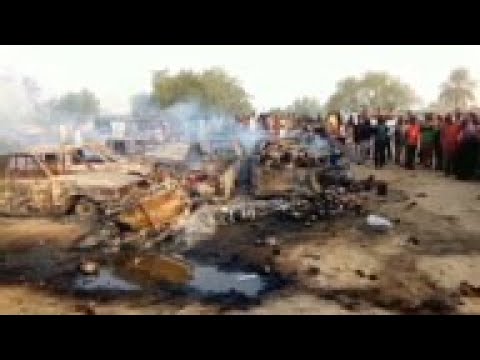 Download Nigeria - Aftermath Boko Haram attack in Maiduguri / Suicide bombs set tankers alight in Maiduguri