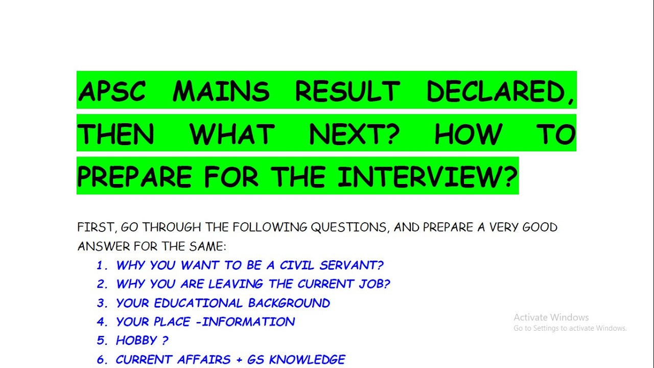 APSC MAINS RESULT DECLARED, THEN WHAT NEXT? HOW TO PREPARE FOR THE APSC ...
