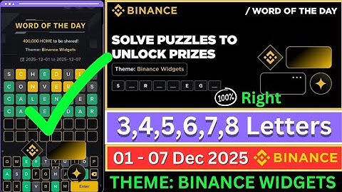 Theme Binance Widgets | Binance Crypto WODL Answers Today | All Letters WOTD