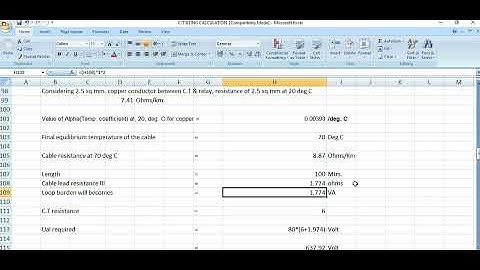 CT Sizing Calculation in Excel - Differential Protection CT