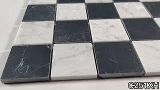 Marble Online - Carrara White & Nero Marquina Black Marble 2x2 Checkerboard Mosaic Tile Honed
