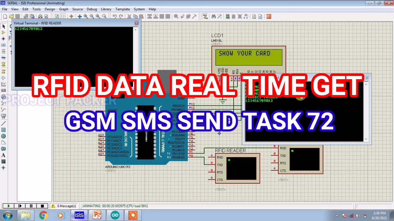 RFID REAL TIME DATA GET GSM SMS SEND TASK 72 - YouTube
