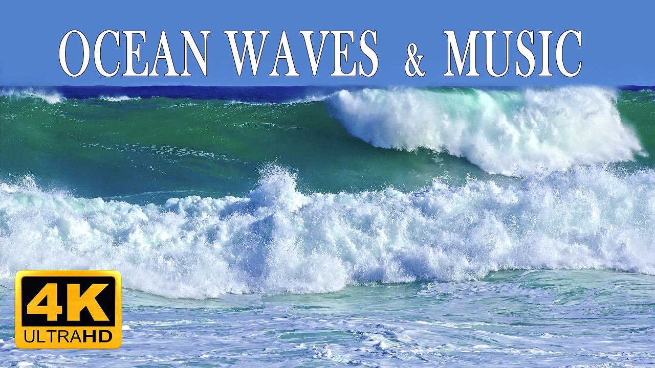 4K Mighty Ocean Waves Crashing with Relaxing Ambient Music 🌊🎵🌊🎶🌊 Great Ocean Road, Australia