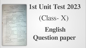 1st Unit Test 2023 | English question paper | SEBA | You can learn