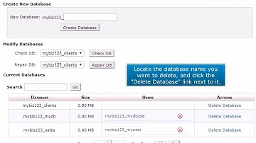 3) How to delete a MySQL database in cPanel by Gecko Websites