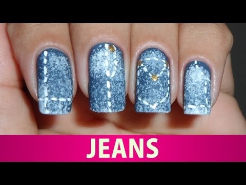 Unhas Decoradas de Jeans
