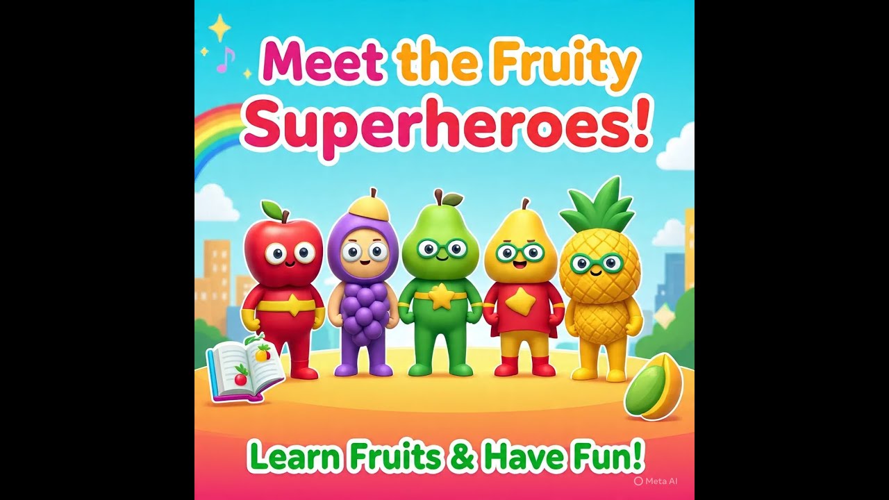 Meet the Fruity Superheroes! 🦸‍♂️🍇 | Healthy Kids Rhyme| Fruit song| Learn fruits name