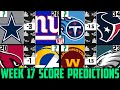 NFL Week 17 Score Predictions 2020 (NFL Week 17 Picks ...