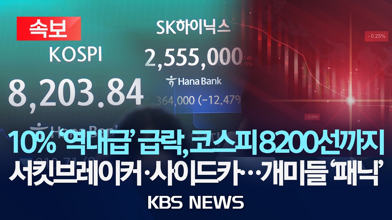 [속보] 코스피 장중 8% 이상 급락, 서킷브레이커 발동…개미들 '패닉'/2026년 6월 23일(화)/KBS
