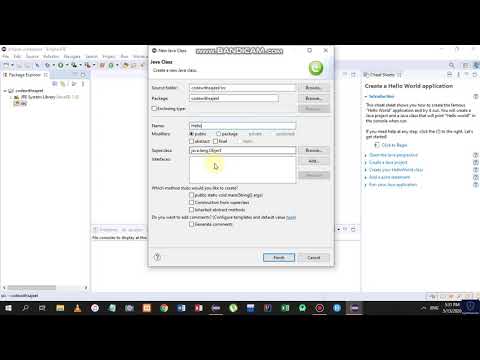 how to write code helloworld! in JAVA using eclipse ide