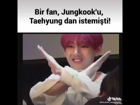 bir fan taehyung dan jungkook,u istemiş ve taehyung un verdiği tatlı tepki💜