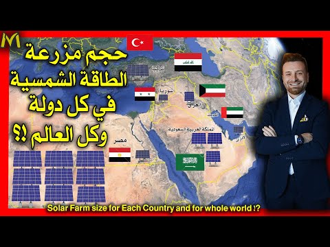 كم حجم ومساحة مزارع الطاقة الشمسية الكهربائية في كل دولة و العالم وحسابات لمشكلة الكهرباء الطاقة
