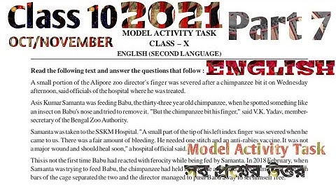 MODEL ACTIVITY TASK CLASS 10 ENGLISH PART 7 OCTOBER 2021