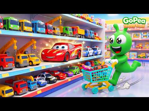 Pea Pea Discovers the Shiny Red Super Car in the Toy Store!