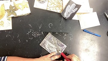 Video 3: printmaking: time lapse cutting the linoleum block