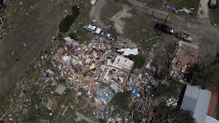 Aerials Of A Small Community In Texas Hit Hard After Severe Weather Roars Across Region