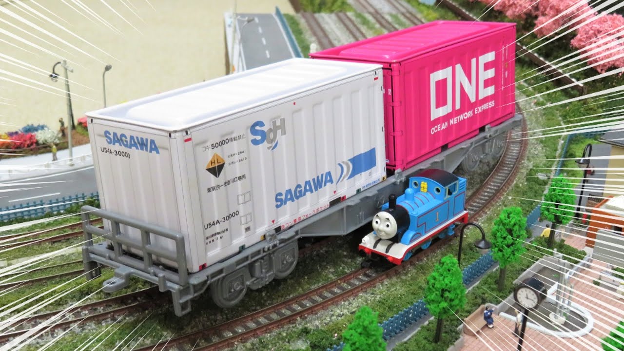 ネタ・貨物】Nゲージ 自走式でっけぇコキ 走行シーン集 - YouTube