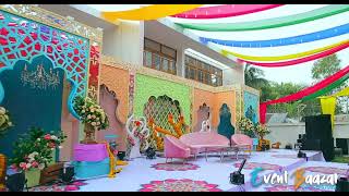 Vibrant &amp; Colorful Haldi / Gaye Holud Decor at Munshiganj  | Event Baazar | Call us: +8801712767922